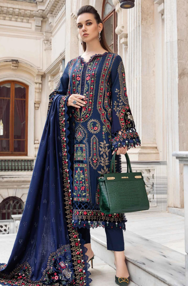 Embroidered Dhanak Unstitched 3PC Set | RJ6024