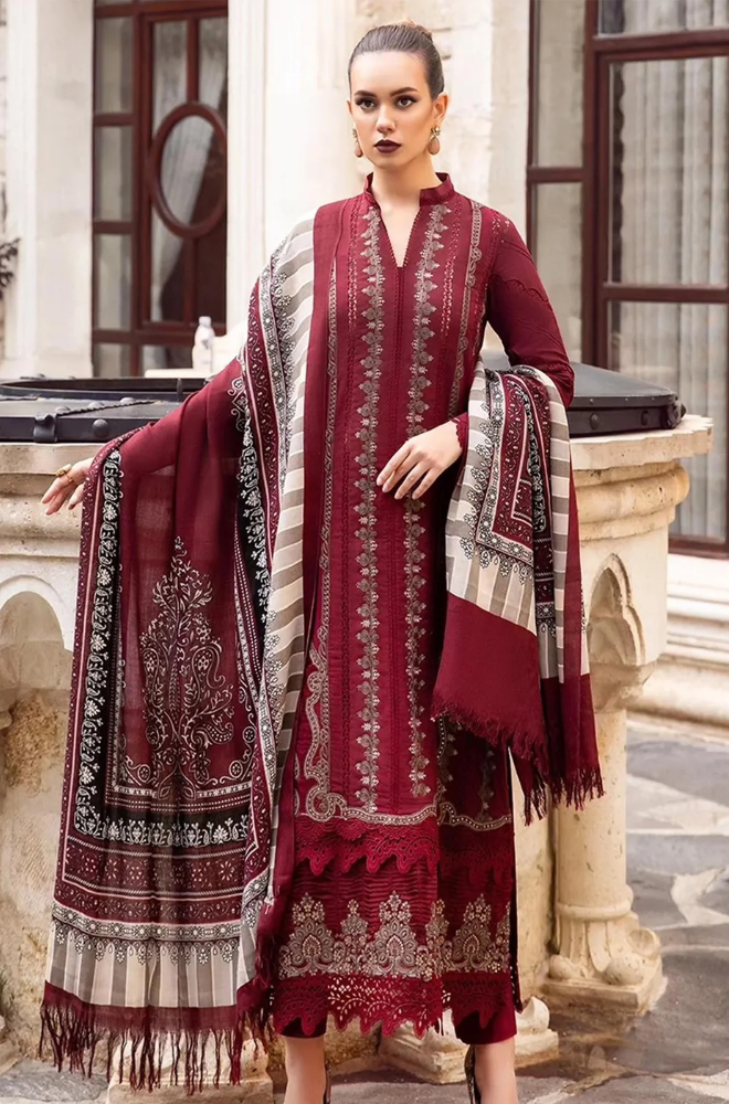 Embroidered Dhanak Unstitched 3PC Set | FS3025