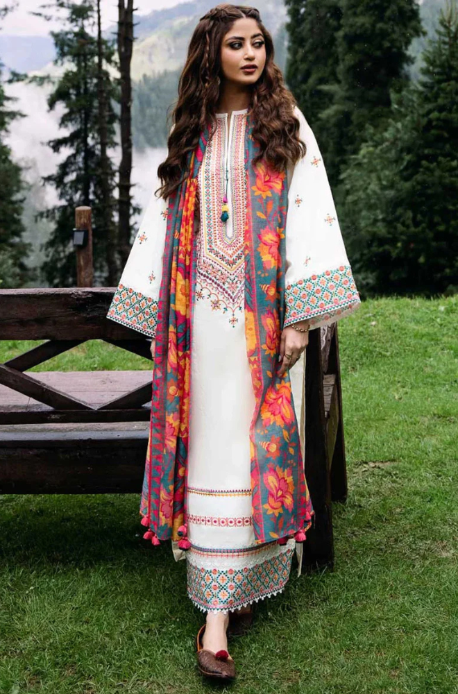 Embroidered Khaddar Unstitched 3PC Set | RF1218