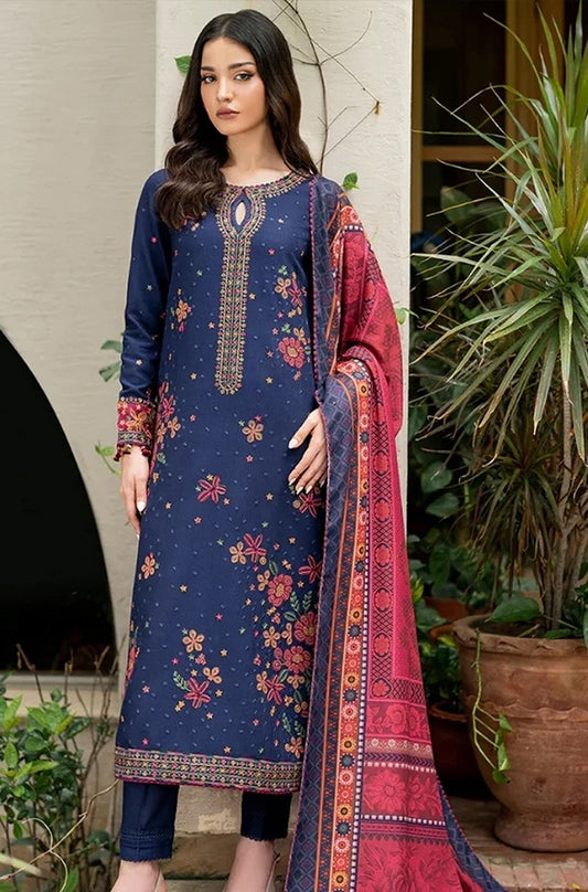 Embroidered Dhanak Unstitched 3PC Set | FS3033
