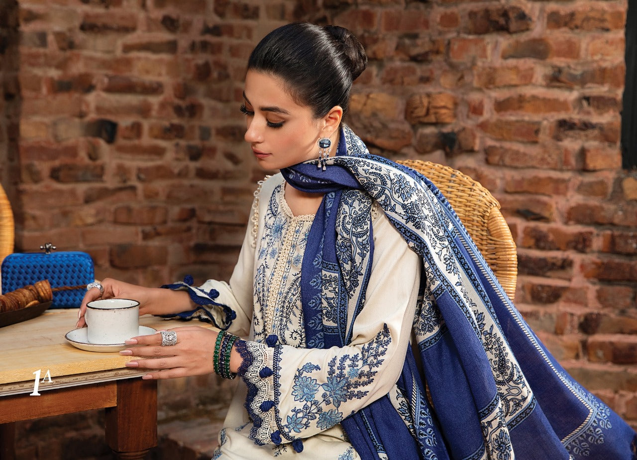Embroidered Dhanak Unstitched 3PC Set | RJ6064