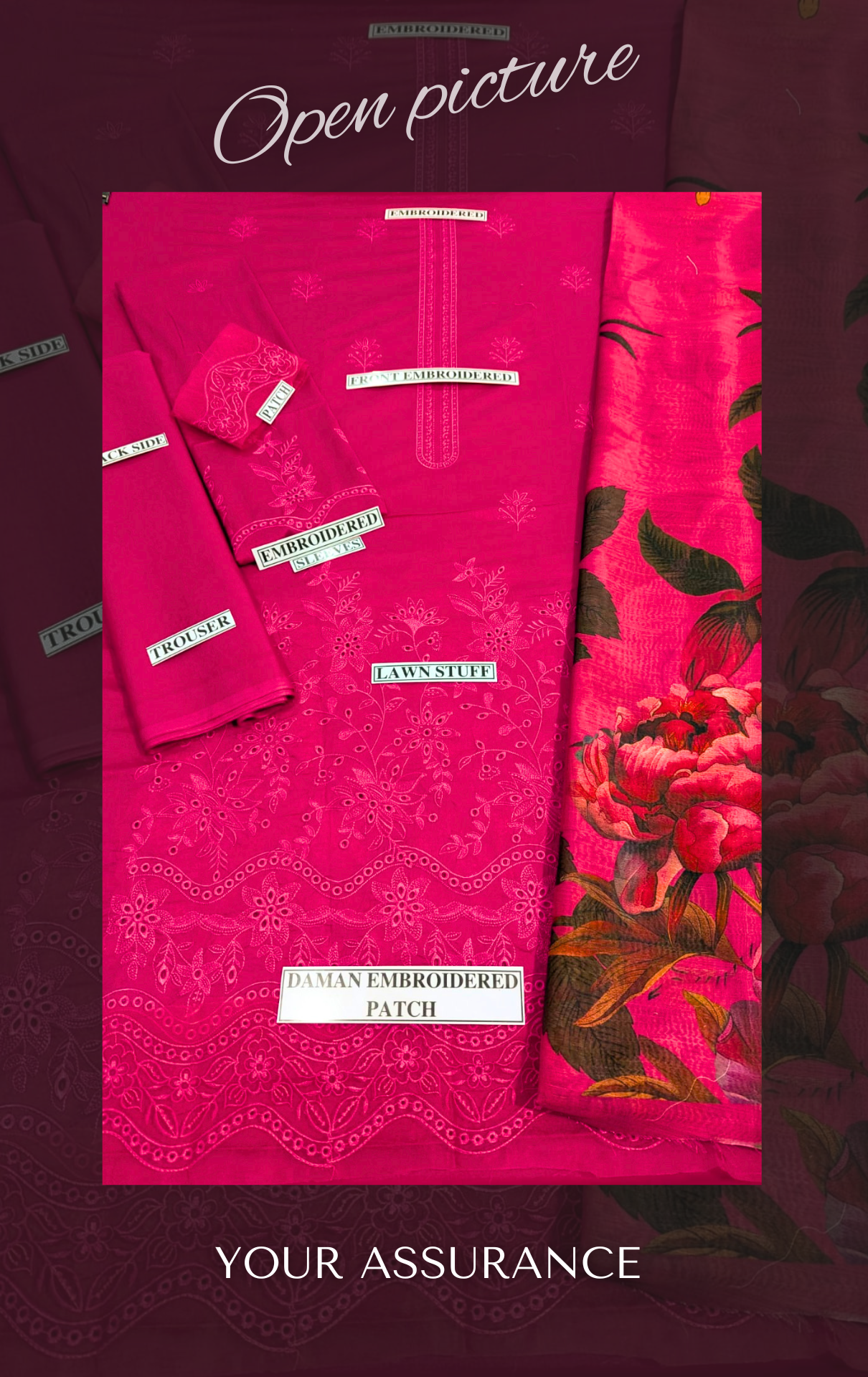 Embroidered Lawn Unstitched 3PC Set | RJ7113