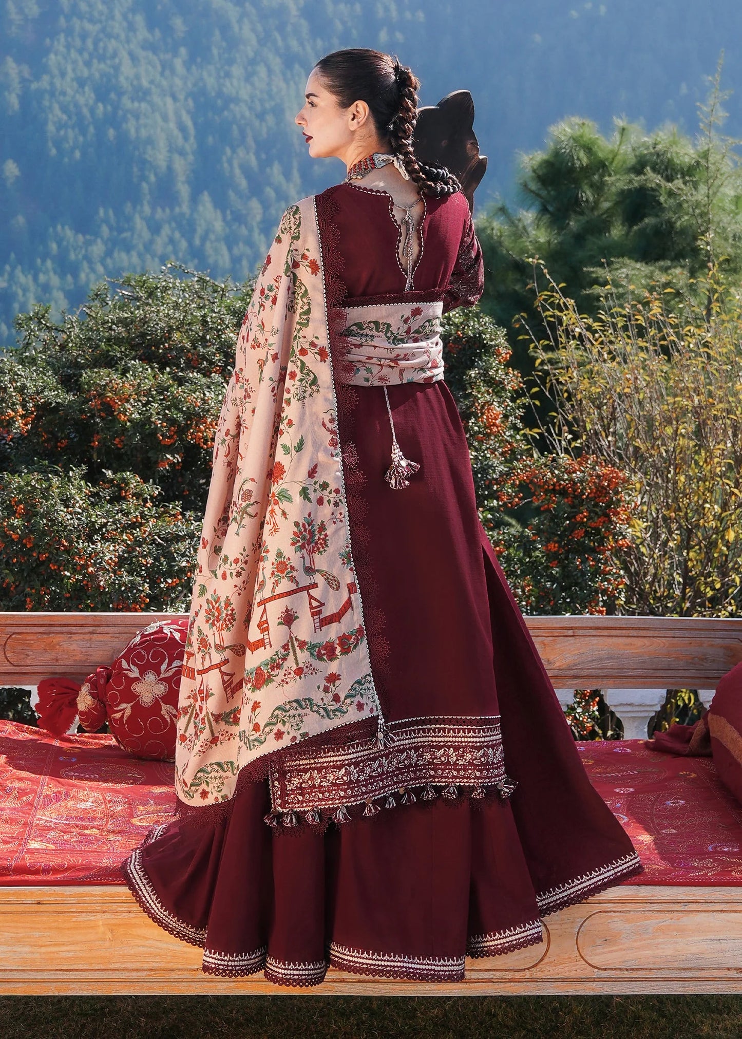 Embroidered Dhanak Unstitched 3PC Set | FS3080