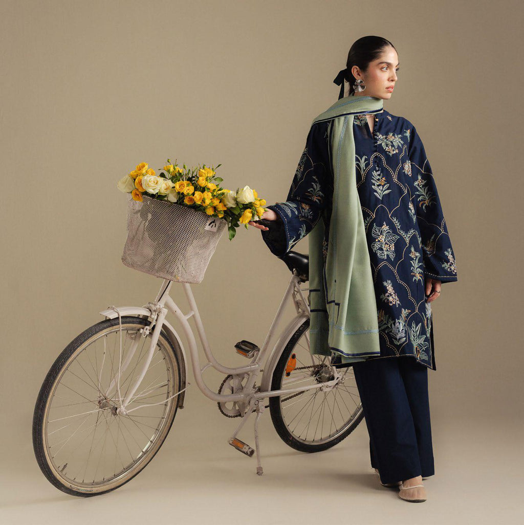 Embroidered Dhanak Unstitched 3PC Set | FS3011