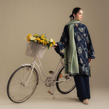 Embroidered Dhanak Unstitched 3PC Set | FS3011