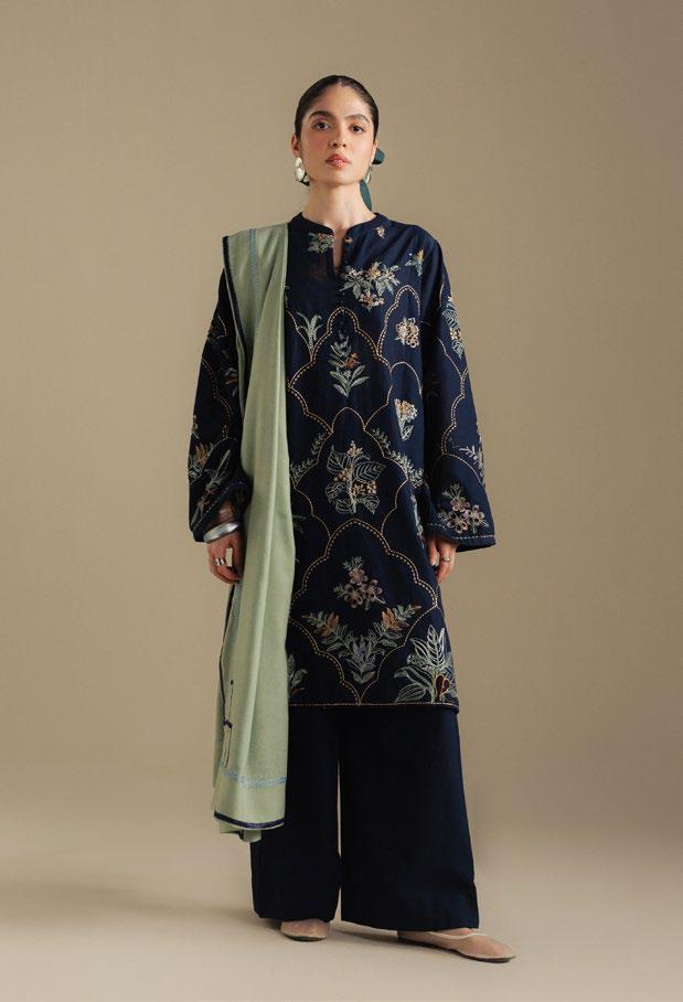 Embroidered Dhanak Unstitched 3PC Set | FS3011