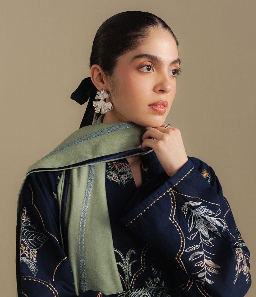 Embroidered Dhanak Unstitched 3PC Set | FS3011