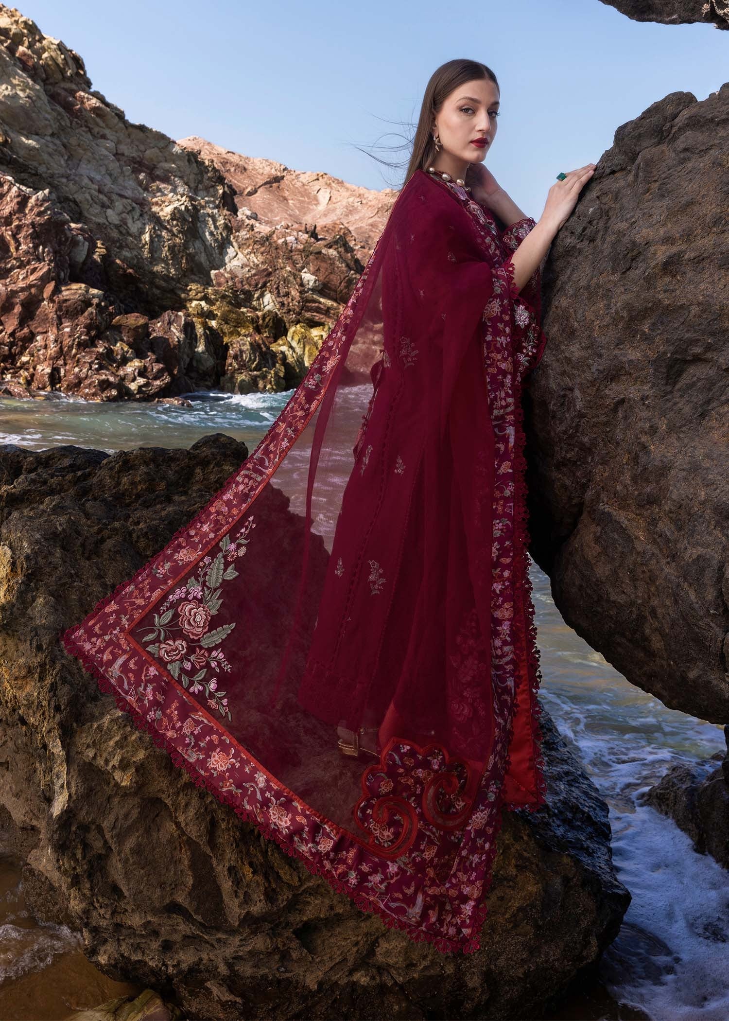 Embroidered Dhanak Unstitched 3PC Set | FS3133