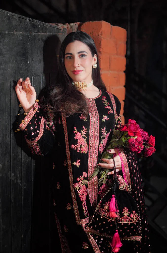 Embroidered Velvet Unstitched 3PC Set | FS3127