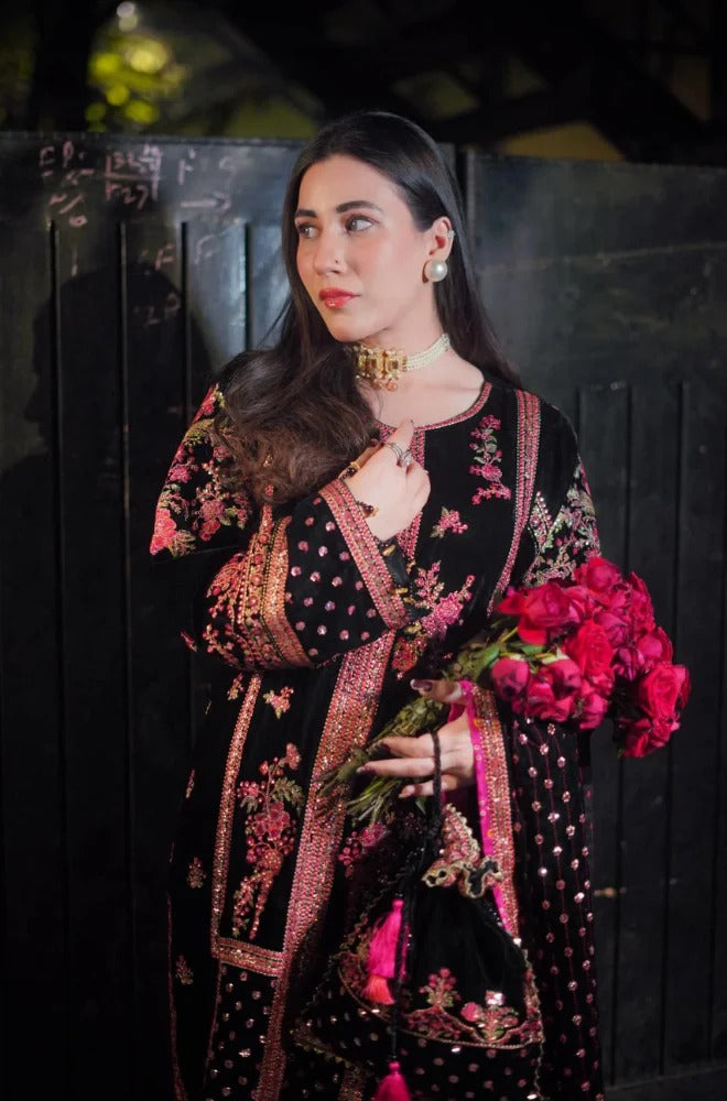 Embroidered Velvet Unstitched 3PC Set | FS3127