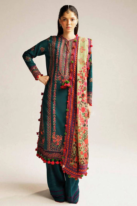 Embroidered Dhanak Unstitched 3PC Set | FS3068