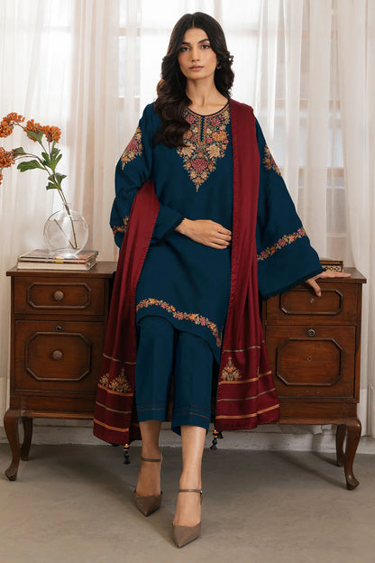 Embroidered Dhanak Unstitched 3PC Set | FS3063