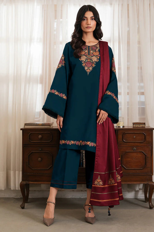 Embroidered Dhanak Unstitched 3PC Set | FS3063