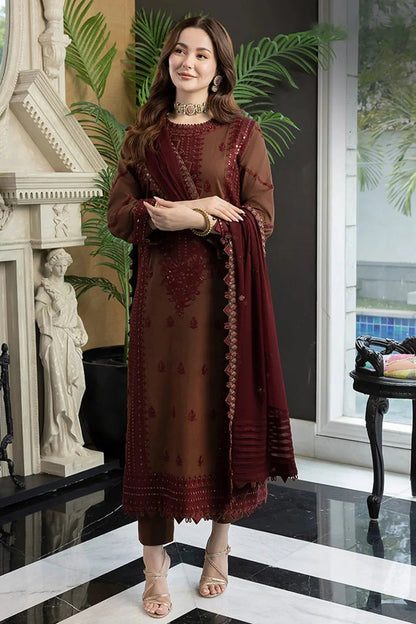 Embroidered Dhanak Unstitched 3PC Set | FS3049