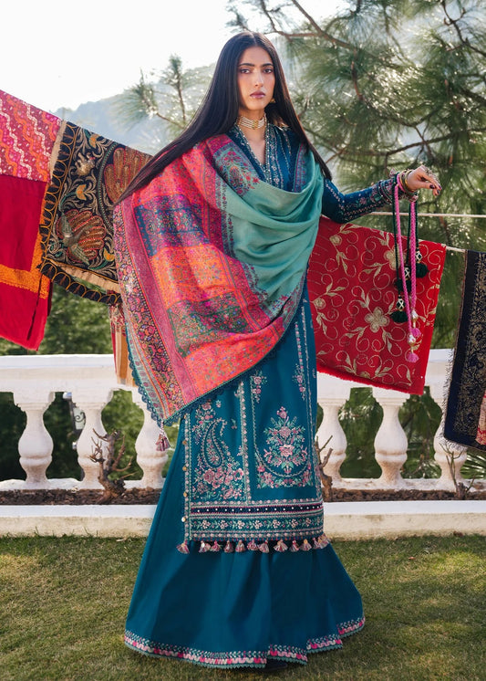 Embroidered Dhanak Unstitched 3PC Set | FS3050