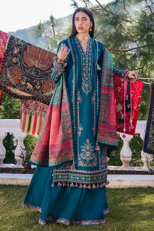 Embroidered Dhanak Unstitched 3PC Set | FS3050