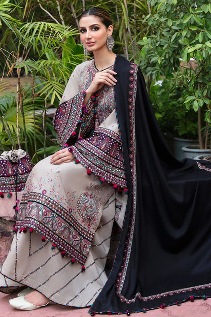 Embroidered Dhanak Unstitched 3PC Set | FS3048