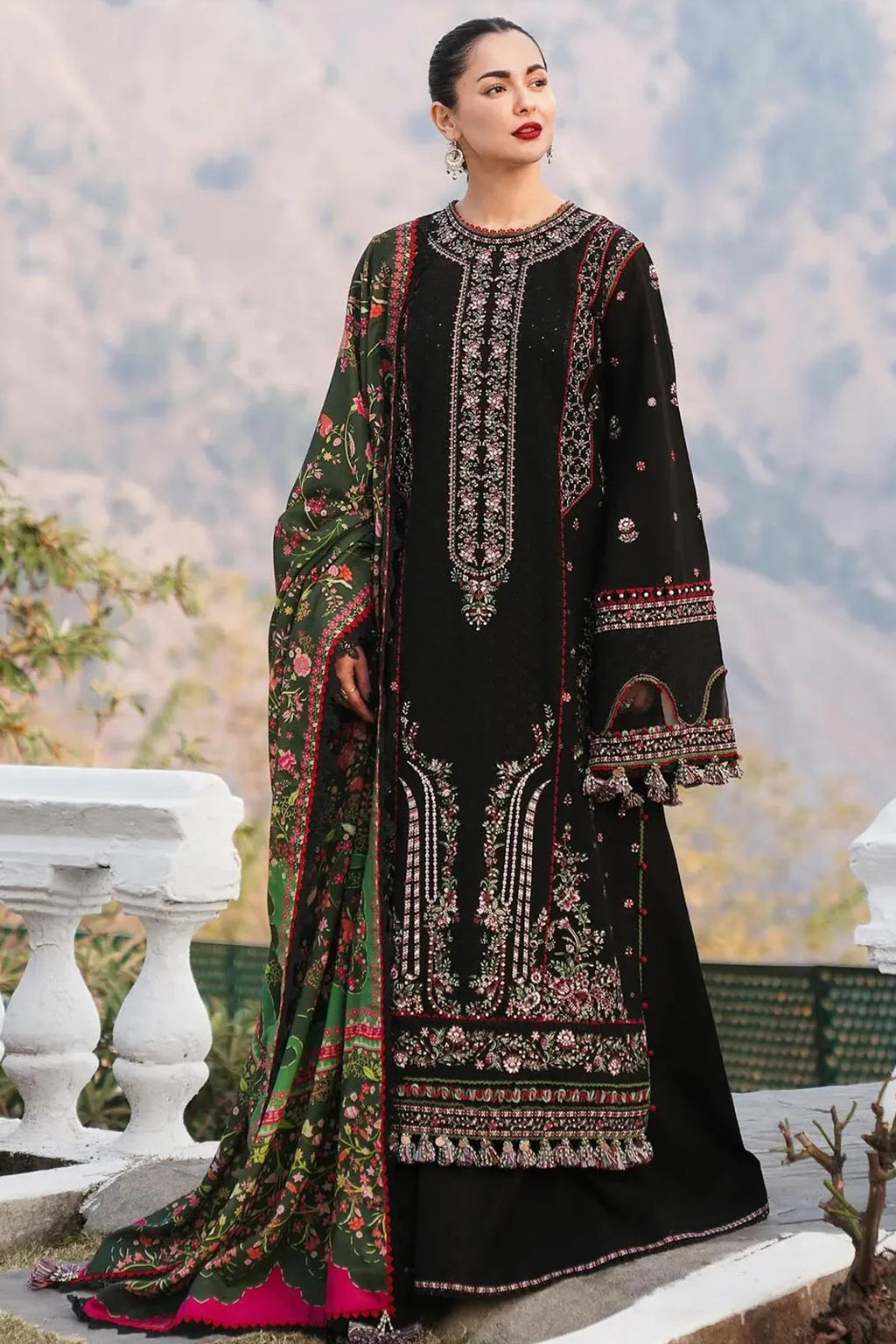 Embroidered Dhanak Unstitched 3PC Set | FS3054