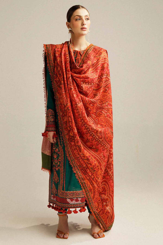 Embroidered Dhanak Unstitched 3PC Set | FS3056