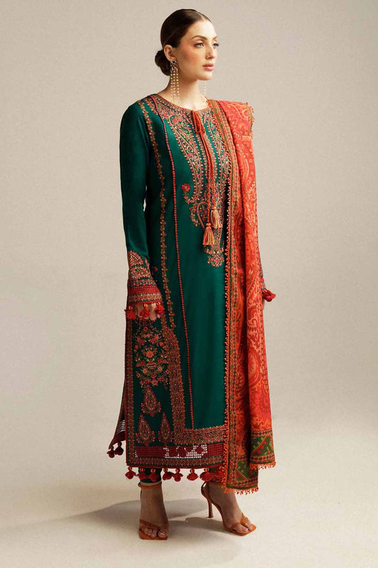 Embroidered Dhanak Unstitched 3PC Set | FS3056