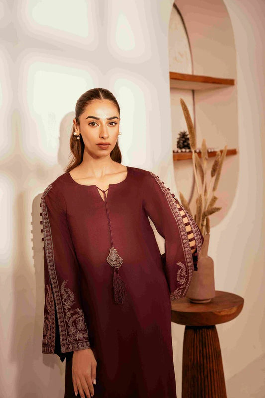 Embroidered Dhanak Unstitched 2PC Set | FS3058