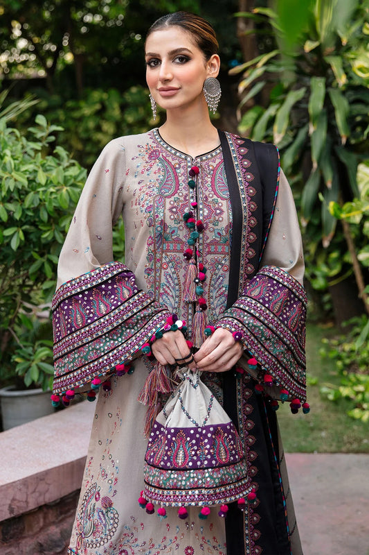 Embroidered Dhanak Unstitched 3PC Set | FS3048