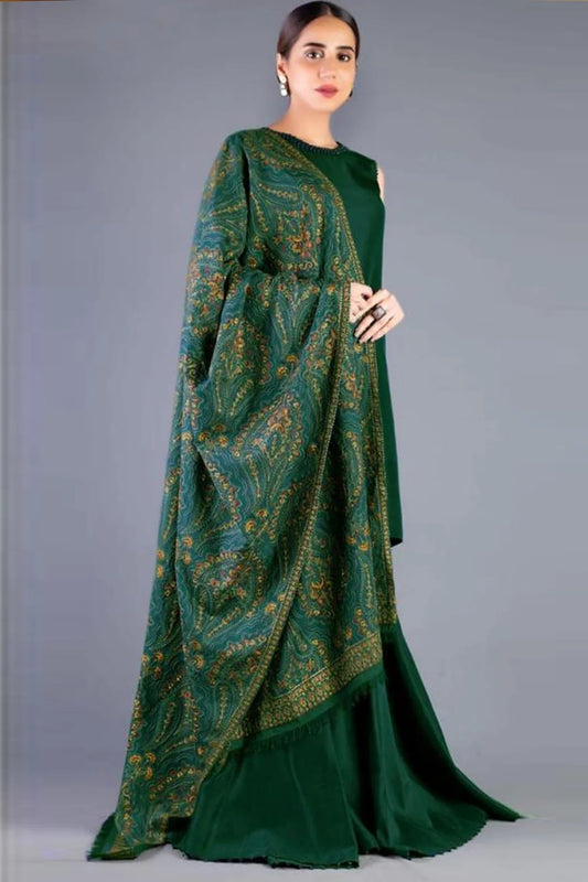 Embroidered Dhanak Unstitched 3PC Set | FS3060