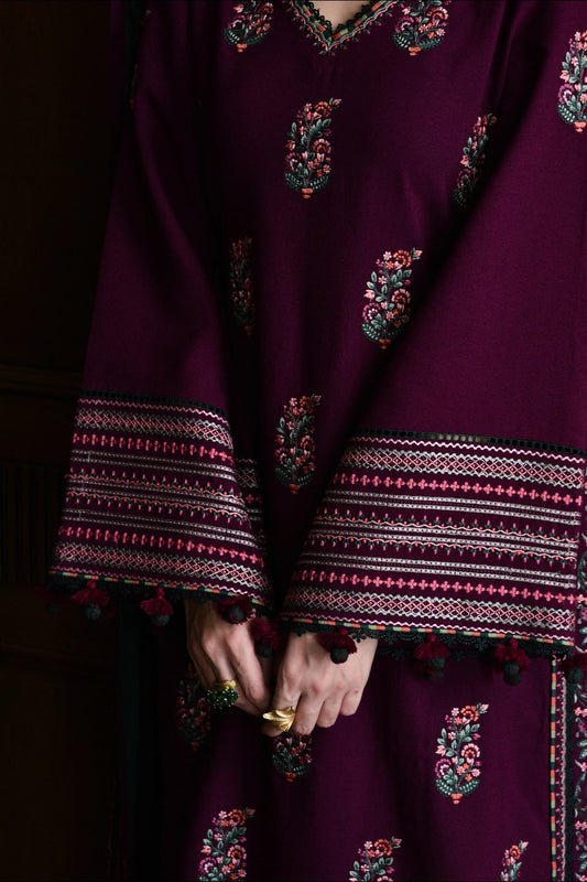 Embroidered Dhanak Unstitched 3PC Set | FS3072