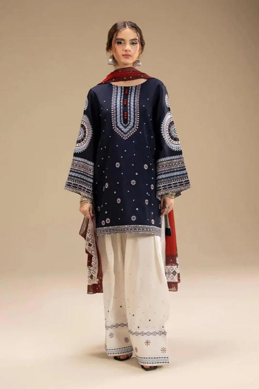 Embroidered Dhanak Unstitched 3PC Set | FS3071