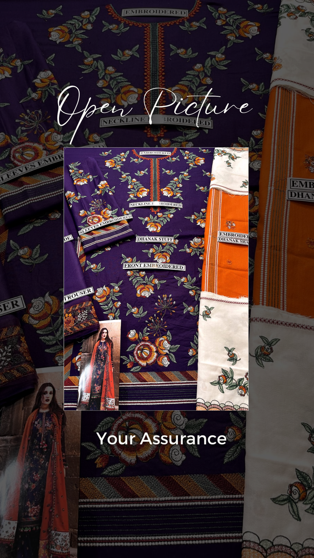 Embroidered Dhanak Unstitched 3PC Set | RJ6020