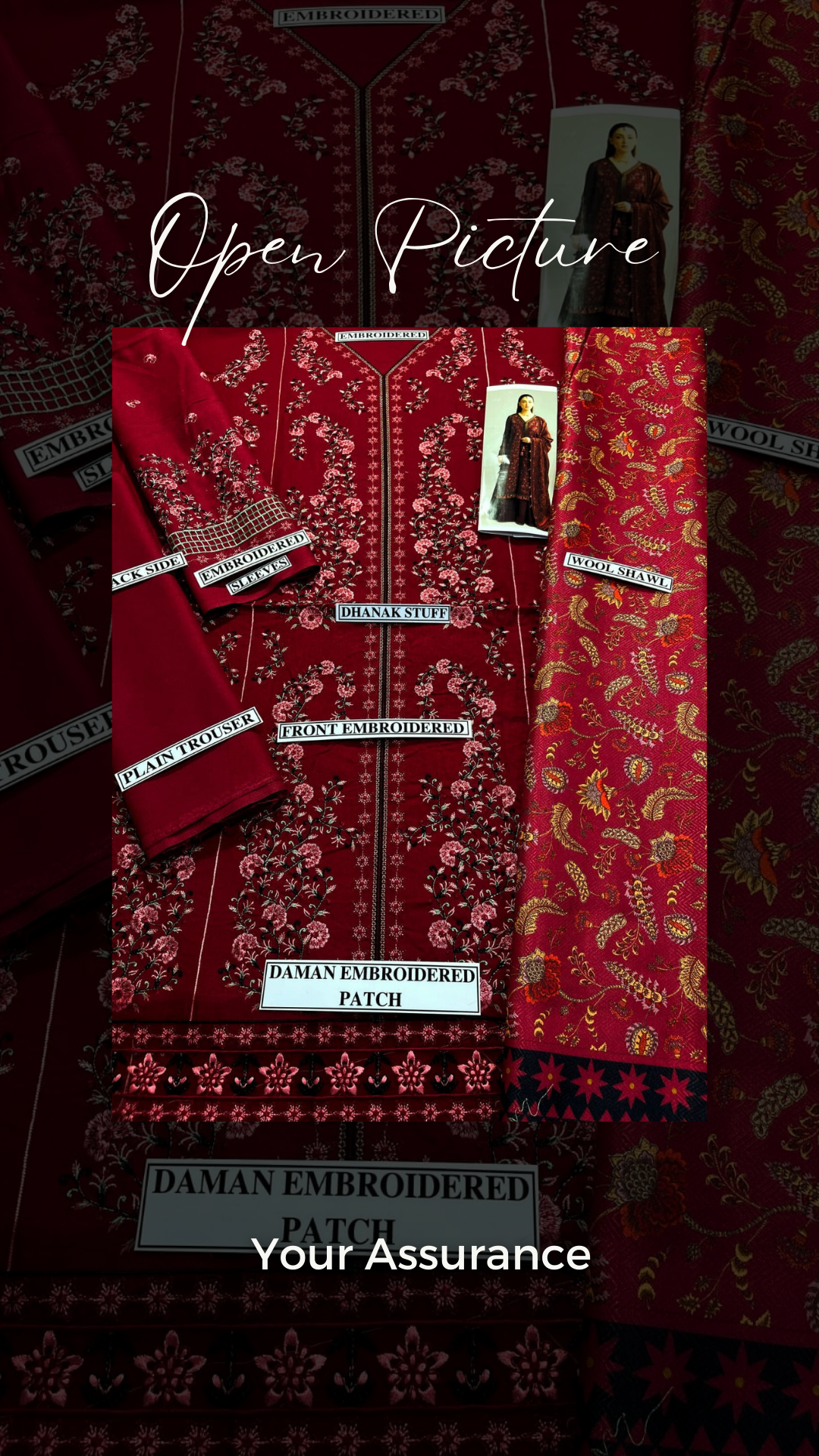 Embroidered Dhanak Unstitched 3PC Set | RJ6062